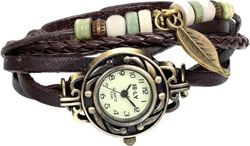 JewelryWe Women Quartz Bracelet Watch Fashion Weave Wrap Around Leather Wrist Watch Classic Bracelet Watch for Summer Beach in Saudi Arabia