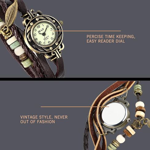 JewelryWe Women Quartz Bracelet Watch Fashion Weave Wrap Around Leather Wrist Watch Classic Bracelet Watch for Summer Beach in Saudi Arabia