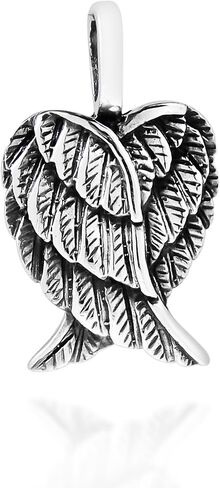 AeraVida Pendant Heart Shaped Angel Wings in .925 Sterling Silver Petite Symbolic Charm with Oxidized Finish Gift for Women in Saudi Arabia