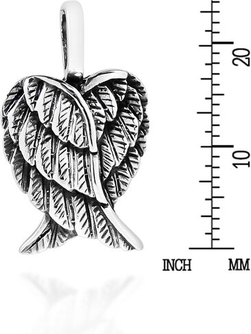 AeraVida Pendant Heart Shaped Angel Wings in .925 Sterling Silver Petite Symbolic Charm with Oxidized Finish Gift for Women in Saudi Arabia