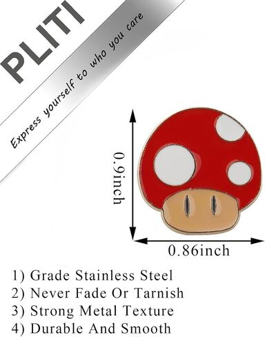 PLITI Mushroom Video Game Inspired Gift Mushroom Kingdom Gift Red Mushroom Brooch Pin For Video Game Lover in Saudi Arabia