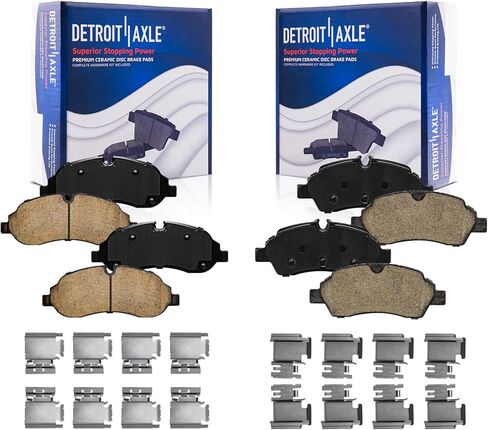Detroit Axle - 4pc منصات الفرامل لـ Ford Transit -150 250 350 HD ، 4 منصات فرامل من الأمام والخلفية مع استبدال الأجهزة in Saudi Arabia