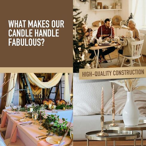 3PCS Candle Holder Set - Gold Candlestick Holders for Taper & Pillar Candles, Decorative Centerpiece for Dining Table, Wedding, Home Decor, Fits 3/4" Thick Candles (Incl. LED), CH-18 in Kuwait