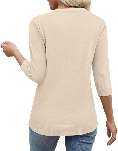 JomeDesign Womens Sweaters 3/4 Sleeve Pullover Tops V Neck Blouses Business Casual Fashion Clothes in Saudi Arabia