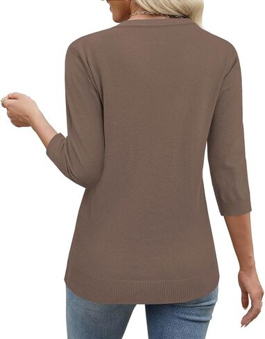 JomeDesign Womens Sweaters 3/4 Sleeve Pullover Tops V Neck Blouses Business Casual Fashion Clothes in Saudi Arabia