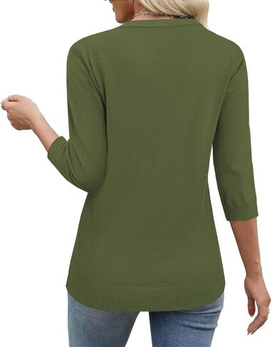 JomeDesign Womens Sweaters 3/4 Sleeve Pullover Tops V Neck Blouses Business Casual Fashion Clothes in Saudi Arabia
