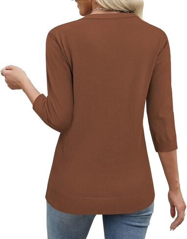 JomeDesign Womens Sweaters 3/4 Sleeve Pullover Tops V Neck Blouses Business Casual Fashion Clothes in Saudi Arabia