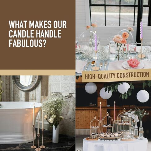 3PCS Candle Holder Set - Gold Candlestick Holders for Taper & Pillar Candles, Decorative Centerpiece for Dining Table, Wedding, Home Decor, Fits 3/4" Thick Candles (Incl. LED), CH-18 in Kuwait