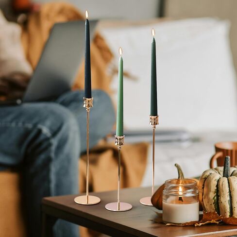 3PCS Candle Holder Set - Gold Candlestick Holders for Taper & Pillar Candles, Decorative Centerpiece for Dining Table, Wedding, Home Decor, Fits 3/4" Thick Candles (Incl. LED), CH-18 in Kuwait