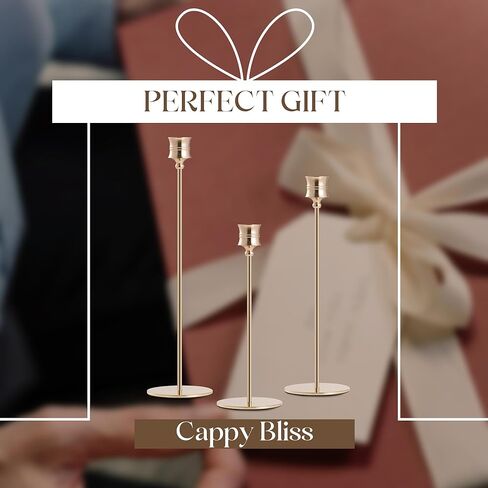 3PCS Candle Holder Set - Gold Candlestick Holders for Taper & Pillar Candles, Decorative Centerpiece for Dining Table, Wedding, Home Decor, Fits 3/4" Thick Candles (Incl. LED), CH-18 in Kuwait
