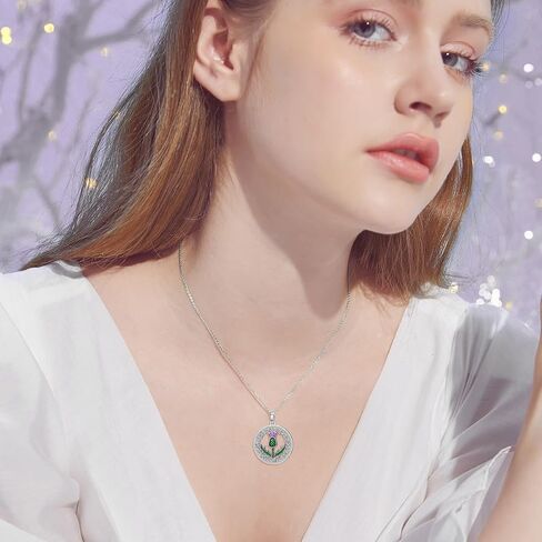 Scottish Thistle Necklace 925 Sterling Silver Abalone Shell Celtic Knot Scotland Flower Pendant Necklaces Love Jewelry Valentine's Day Gifts for Women in Saudi Arabia