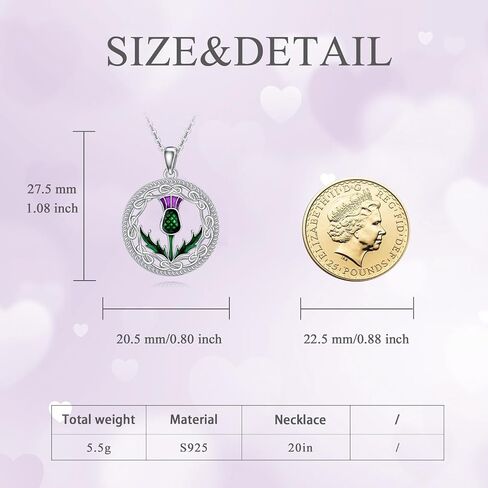 Scottish Thistle Necklace 925 Sterling Silver Abalone Shell Celtic Knot Scotland Flower Pendant Necklaces Love Jewelry Valentine's Day Gifts for Women in Saudi Arabia