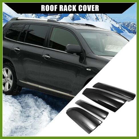 قضبان حماية قضبان الرف العلوية / السقف من تويوتا هايلاندر 2009 2010 2011 2012 2013 / Rails End Covers Cap / 4 PCS / Black in Saudi Arabia