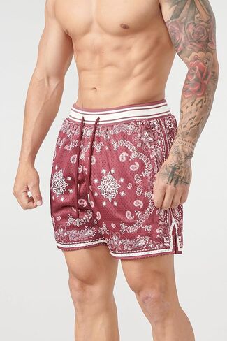 شورتات Diotsr Mens Praphic Boho Paisley Shorts Athletic Bandana Shorts Running streetwear Quartring Weist in Kuwait