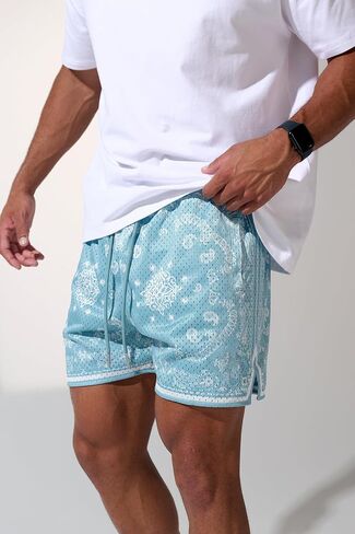 شورتات Diotsr Mens Praphic Boho Paisley Shorts Athletic Bandana Shorts Running streetwear Quartring Weist in Kuwait
