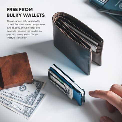 VULKIT Men's Minimalist Wallet RFID Blocking Metal Wallet with Money Clip Holds Up to 15 Cards in Saudi Arabia