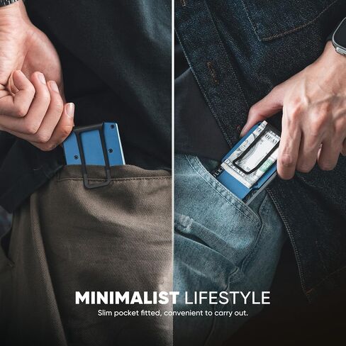 VULKIT Men's Minimalist Wallet RFID Blocking Metal Wallet with Money Clip Holds Up to 15 Cards in Saudi Arabia