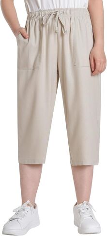 Weintee Women's Petite Linen Capris Petite Length in Saudi Arabia
