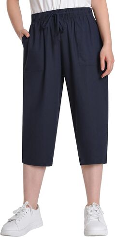 Weintee Women's Petite Linen Capris Petite Length in Saudi Arabia