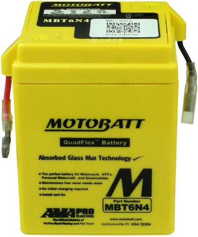 MotoBatt MBT6N4 (6V 4 Amp) Factory Activated Maintenance Free QuadFlex AGM Battery Replaces - 6N42A, 6N42A3, 6N42A4, 6N42A5, 6N42A6, 6N42A8 in Saudi Arabia