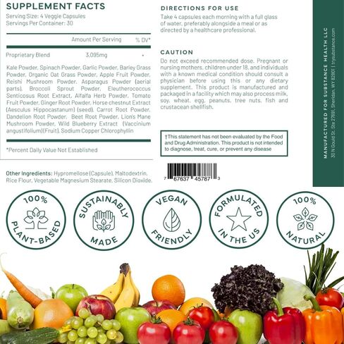 Nature's Sustenance Daily Greens, Daily Fruit and Veggies Supplement - Enhance Energy, Mental Clarity - Fruits and Vegetables Supplements - US Made, Vegan-Friendly - 30 Servings. in Kuwait