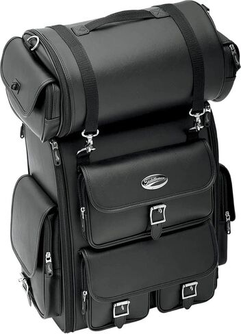 Saddlemen 3515-0096 Drifter Deluxe Sissy Bar Bag مع حقيبة لفة عادي ، أسود in Saudi Arabia