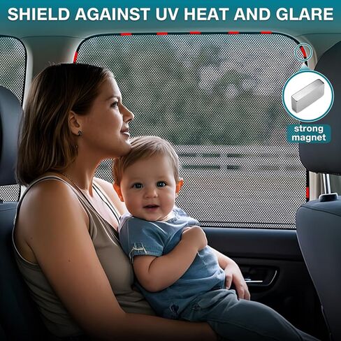 ZATOOTO Car Window Shades for Side Window Sun Shade for Car Window Magnetic Mesh Car Window Screen for Easy Installation Breathable UV Protection Universal for Most Car Perfect for Camping Travel Nap in Kuwait