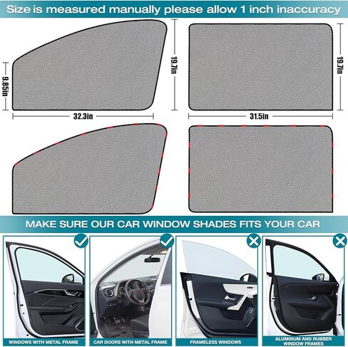 ZATOOTO Car Window Shades for Side Window Sun Shade for Car Window Magnetic Mesh Car Window Screen for Easy Installation Breathable UV Protection Universal for Most Car Perfect for Camping Travel Nap in Kuwait