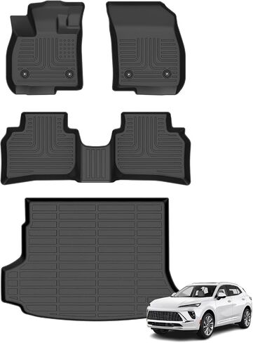 Floor Mats & Cargo Liner for GMC Terrain 2018-2024/Chevy Equinox 2018-2024(Not for EV) All Weather Automotive TPE Set Anti-Slip Floor Liners Accessories (Car Mats+Trunk Mat) Black in Saudi Arabia