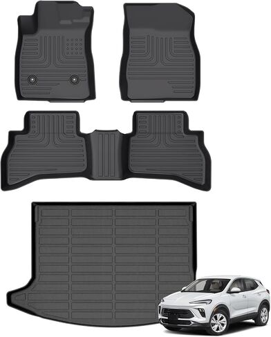 Floor Mats & Cargo Liner for GMC Terrain 2018-2024/Chevy Equinox 2018-2024(Not for EV) All Weather Automotive TPE Set Anti-Slip Floor Liners Accessories (Car Mats+Trunk Mat) Black in Saudi Arabia