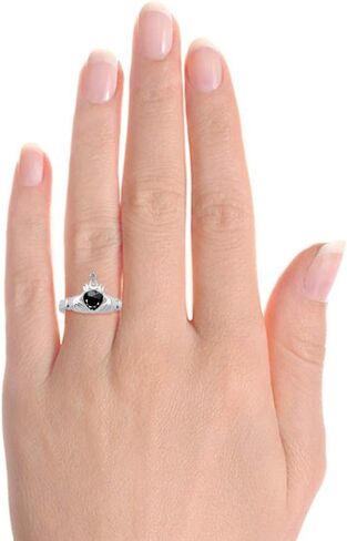 Rylos 14K White Gold Claddagh Love, Loyalty & Friendship Ring with Heart 6MM Gemstone & Diamond Accent - Exquisite Claddagh Rings Birthstone Jewelry for Women - Available in Sizes 5-13 in Saudi Arabia