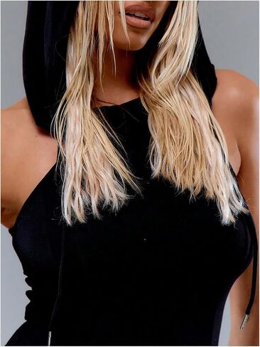 Verdusa Women's High Slit Hoodie Long Dress Long Dress Rave Club Festivitive Bodycon Dress Droth Goth Goth in Saudi Arabia