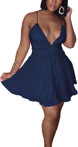 Wokanse Women Sexy v-neck spaghetti straps crossless ruched ruched party party club beach mini dresses in Kuwait