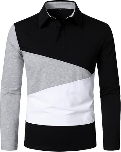 Hood Crew Men's Long Sleeve Polo Derts Massion Contraving Design Design Collared Shirt in Kuwait