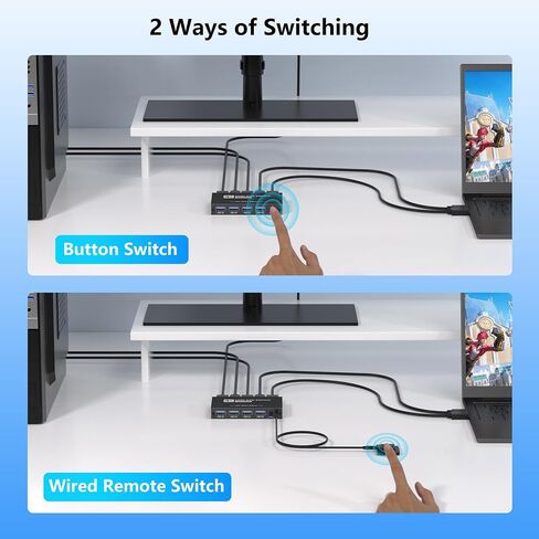 KVM Switch 1 Sonitors 2 أجهزة كمبيوتر ، 4K@60Hz KVM Switch ، Switch USB3.0 ، مفاتيح KVM ل 2 أجهزة الكمبيوتر تشارك مراقبة لوحة المفاتيح ، تضمنت 2 كابلات HDMI 2 كابلات USB ووحدة التحكم (رمادي) in Kuwait