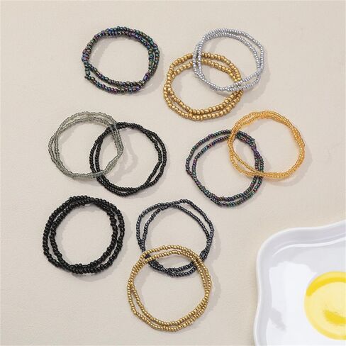 Boho Stackable Seed Beaded Bracelets for Women 18-20Pcs Colorful Handmade Multilayered Rice Bead Bracelet Set Summer Beach Bohemian Jewelry Gift in Saudi Arabia