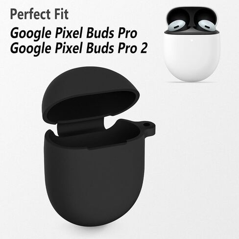 حافظة سيليكون Geiomoo متوافقة مع Google Pixel Buds Pro وGoogle Pixel Buds Pro 2، غطاء واقٍ مزود بحلقة تسلق (أسود) in Saudi Arabia