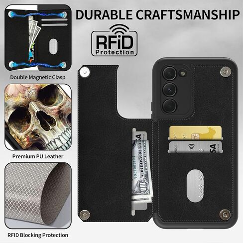 حافظة محفظة سلحفاة البحر لـ Samsung Galaxy S23 Ultra ، لـ Samsung S23 Ultra Case Pu Crays Stand Kickstand Wroofbroof Wallet مع حامل البطاقة وحماية RFID للنساء الرجال in Kuwait