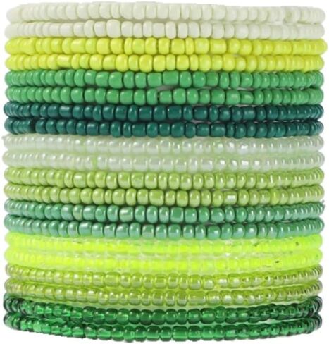Boho Stackable Seed Beaded Bracelets for Women 18-20Pcs Colorful Handmade Multilayered Rice Bead Bracelet Set Summer Beach Bohemian Jewelry Gift in Saudi Arabia