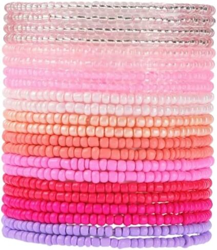 Boho Stackable Seed Beaded Bracelets for Women 18-20Pcs Colorful Handmade Multilayered Rice Bead Bracelet Set Summer Beach Bohemian Jewelry Gift in Saudi Arabia