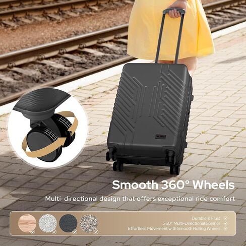 alpha pak Carry On Luggage, Spinner Wheels Airline Approved 20 inch Lightweight Hard-shell Suitcase with Built-in TSA Lock and USB Port, Light gray in Saudi Arabia