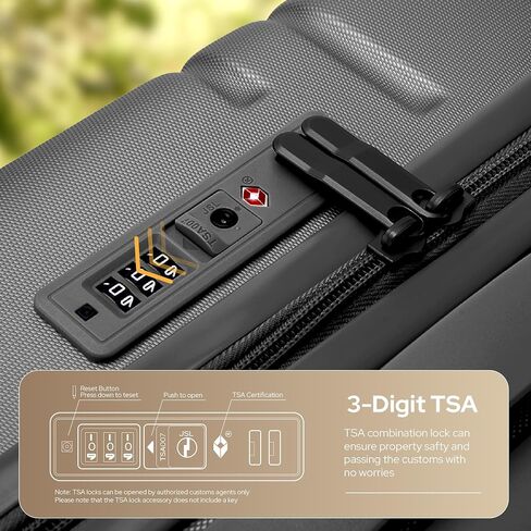 alpha pak Carry On Luggage, Spinner Wheels Airline Approved 20 inch Lightweight Hard-shell Suitcase with Built-in TSA Lock and USB Port, Light gray in Saudi Arabia
