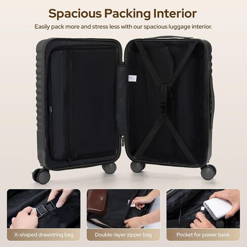 alpha pak Carry On Luggage, Spinner Wheels Airline Approved 20 inch Lightweight Hard-shell Suitcase with Built-in TSA Lock and USB Port, Light gray in Saudi Arabia