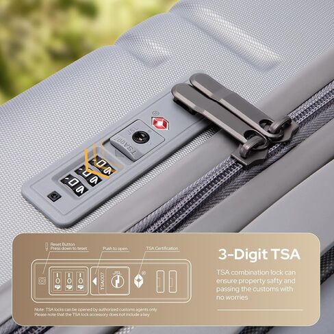 alpha pak Carry On Luggage, Spinner Wheels Airline Approved 20 inch Lightweight Hard-shell Suitcase with Built-in TSA Lock and USB Port, Light gray in Saudi Arabia