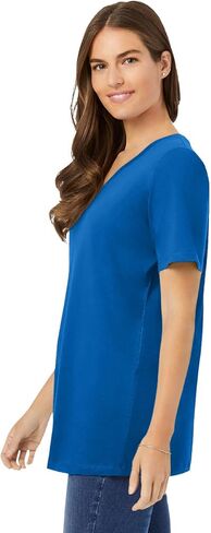 Woman Within Plus Size Perfect Short-Sleeve V-Neck Tunic in Saudi Arabia