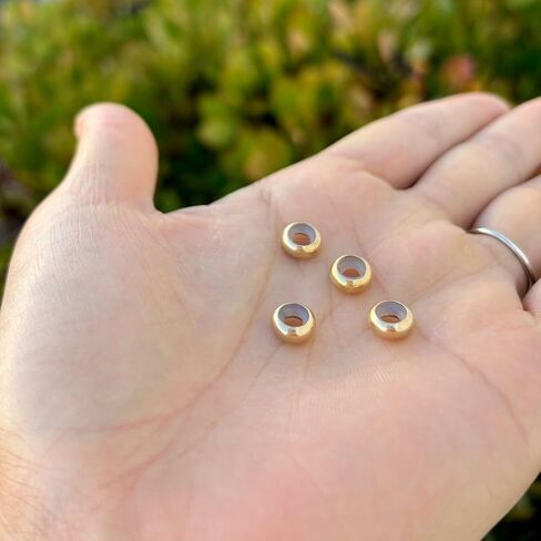 Adabele Solid Sterling Silver Gold Filled Rubber Charm Stopper Clip Spacer Beads for 3mm Snake Chain Bangle Leather Bracelet Personalized Women Jewelry in Saudi Arabia