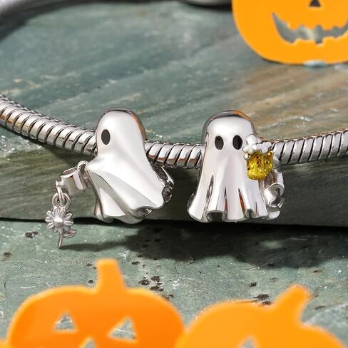 GNOCE Ghost Watering Flower Halloween Charm Sterling Silver Bead Halloween Charm Fit Bracelet/Necklace for Women Wife/Jewelry Gift in Saudi Arabia