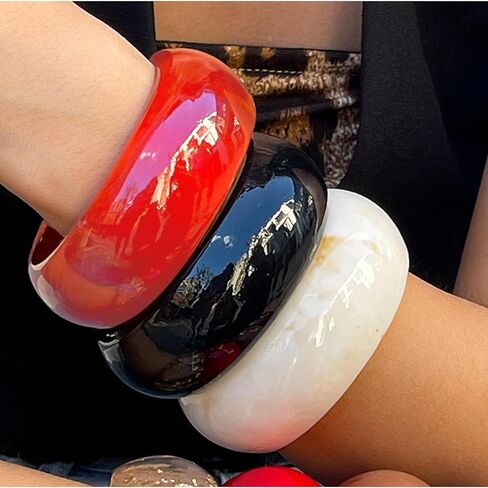 Acrylic Chunky Bangles Bracelets for Women Trendy Colorful Resin Bangles Chunky Bangle Cuff Irregular Wristbands Resin Jewelry Gifts in Saudi Arabia