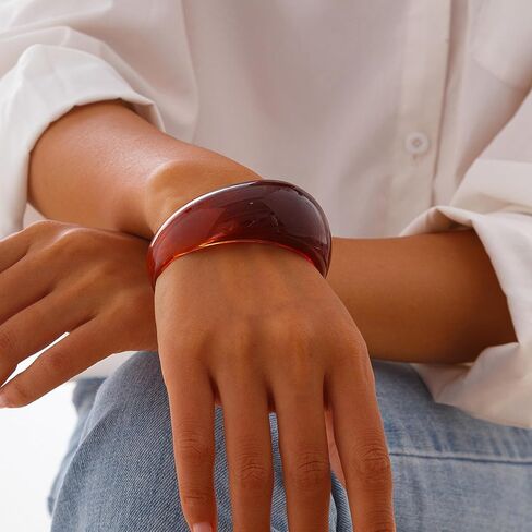 Acrylic Chunky Bangles Bracelets for Women Trendy Colorful Resin Bangles Chunky Bangle Cuff Irregular Wristbands Resin Jewelry Gifts in Saudi Arabia