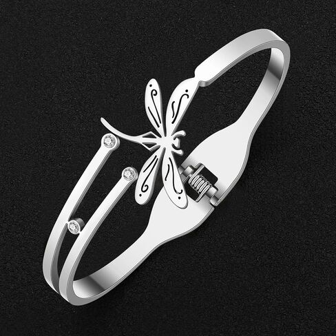 NEWEI Dragonfly Gifts for Women Cute Dragonfly Bracelet Bangle Stainless Steel Dragonfly Jewelry Decor Charms for Dragon Fly Lovers in Saudi Arabia